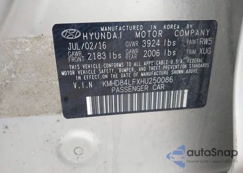 2017 Hyundai Elantra Value Edition from USA, damaged, VIN KMHD84LFXHU250086